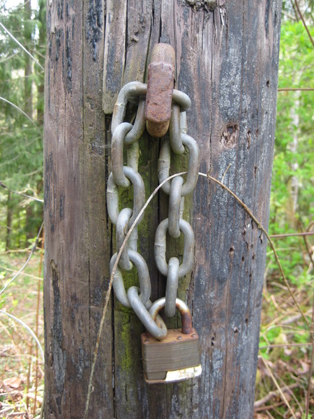 Chain on fencepost